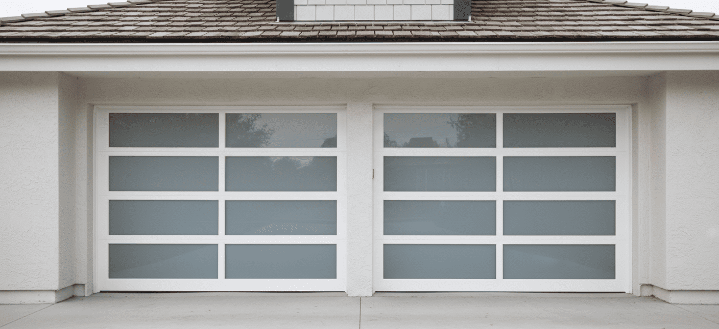 Double white garage doors